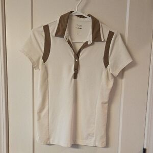 Izod Cream and Brown Polo Shirt